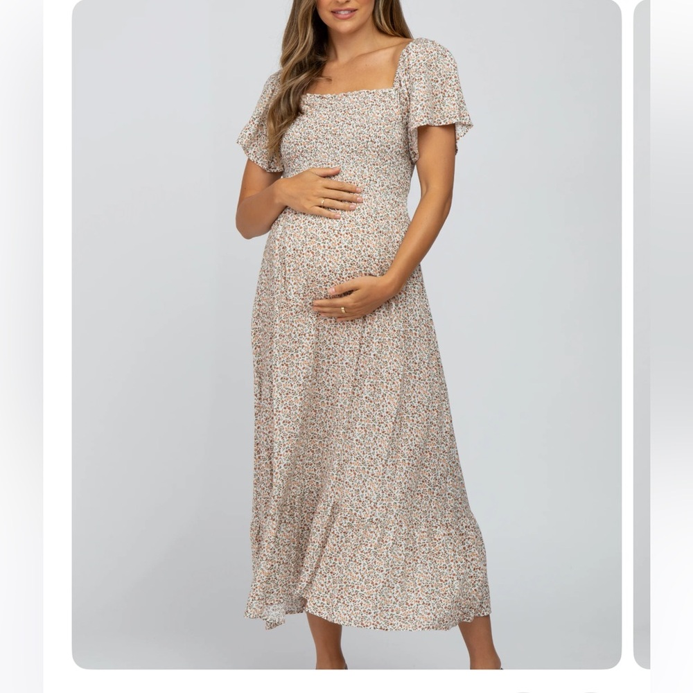 Pinkblush Floral Maternity Dress - Cream and Pink